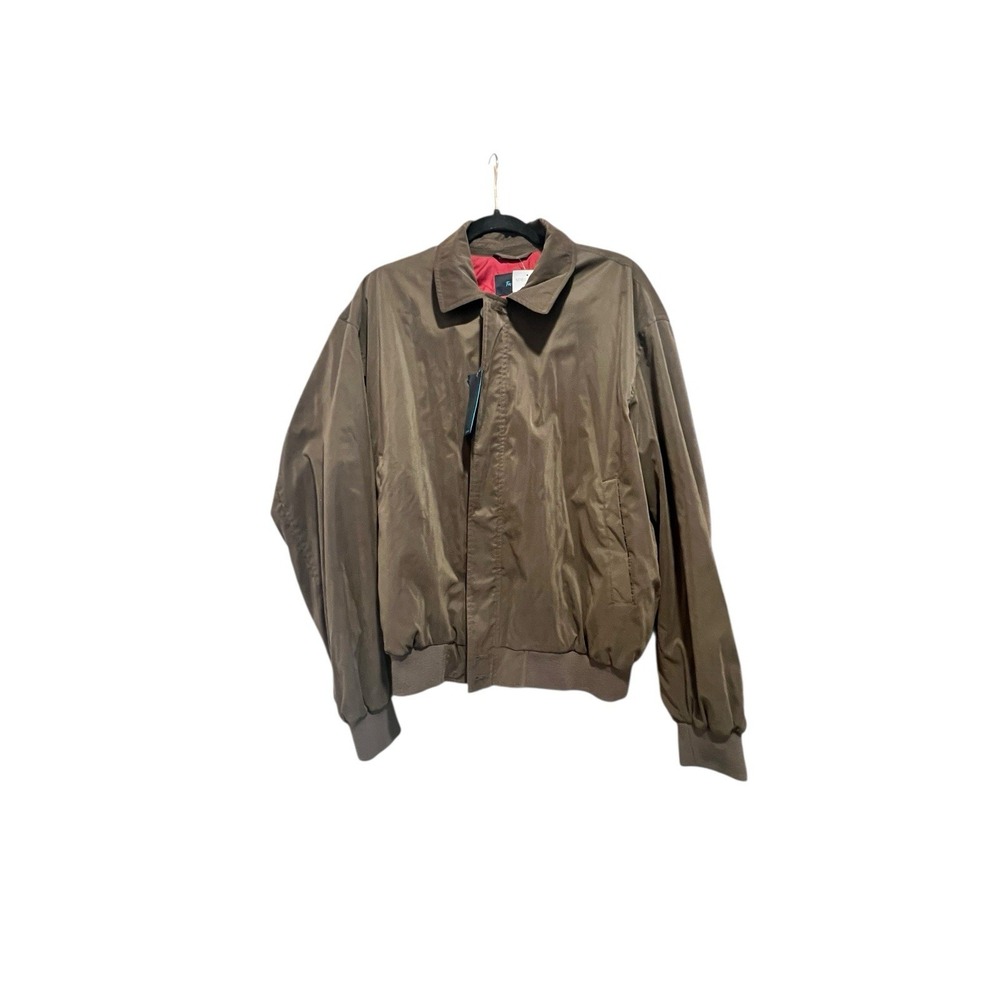 Faconnable Men's M Brown Microfiber Bomber Jacket w/ Colorful Quilted Lining NWT